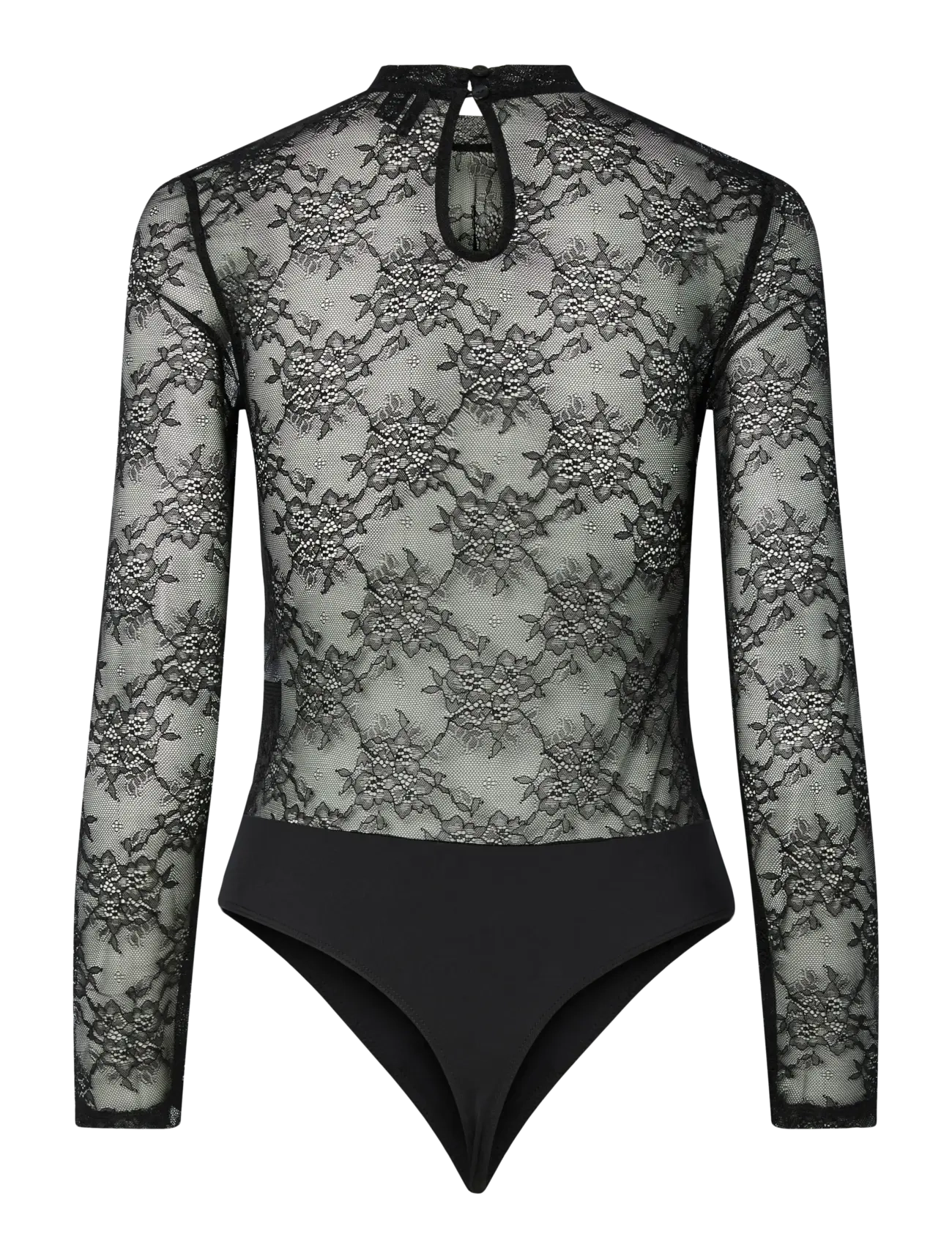Pieces - PCMILLY LS LACE BODYSTOCKING NOOS - mažiausios kainos - black - 2