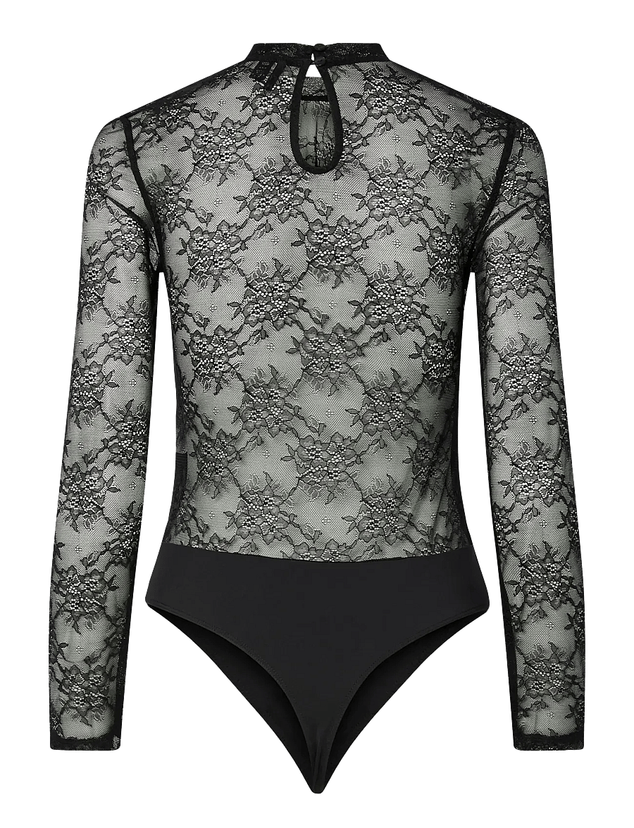 Pieces - PCMILLY LS LACE BODYSTOCKING NOOS - særlige begivenheder - black - 2