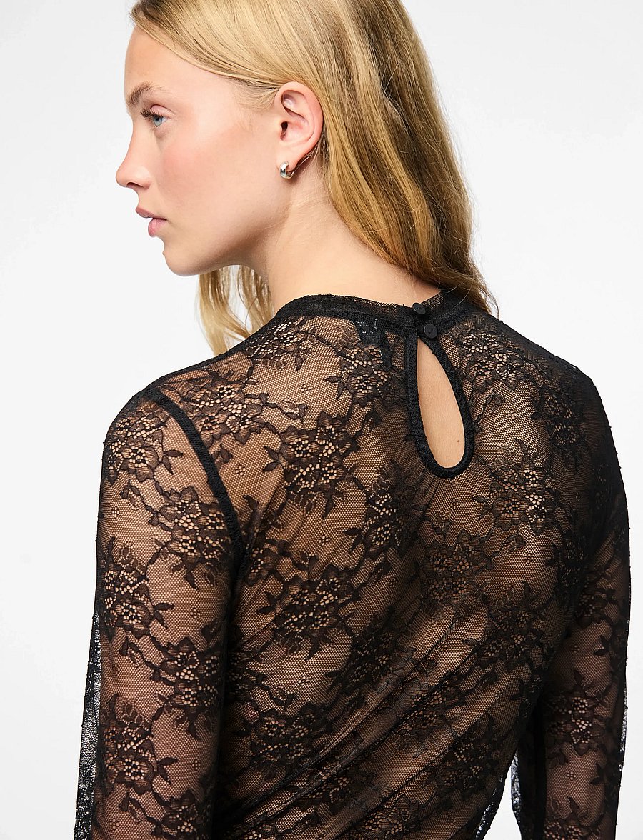 Pieces - PCMILLY LS LACE BODYSTOCKING NOOS - særlige begivenheder - black - 4