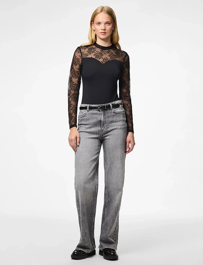 Pieces - PCMILLY LS LACE BODYSTOCKING NOOS - besondere anlässe - black - 5