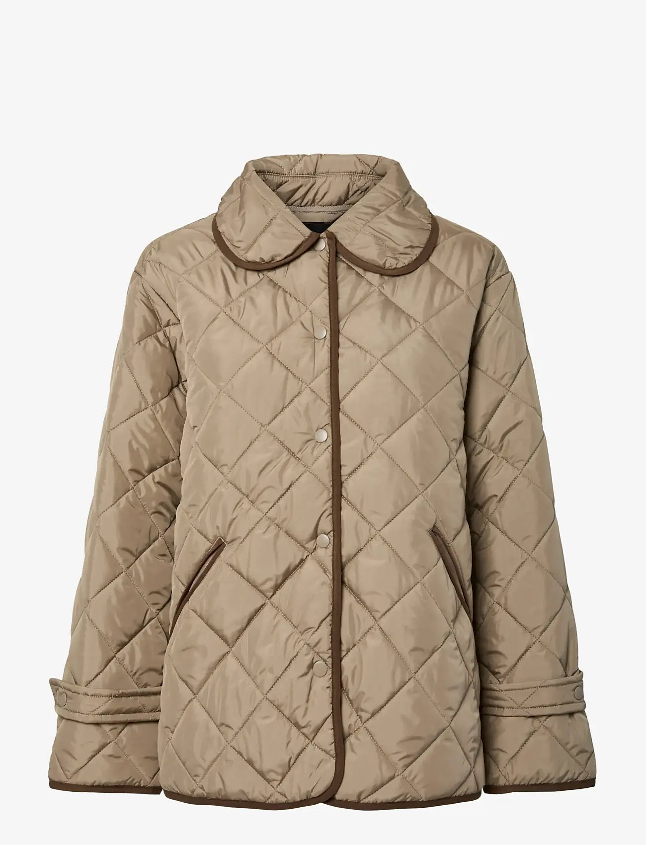 Pieces - PCEMILY SHORT QUILTED JACKET NOOS BC - steppjacken - greige - 1