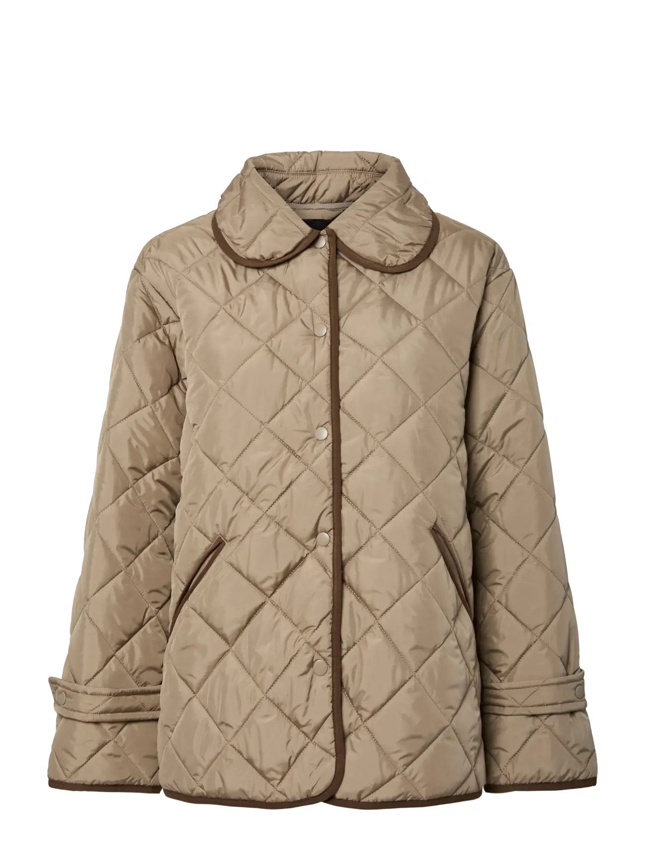 PCEMILY SHORT QUILTED JACKET NOOS BC - GREIGE
