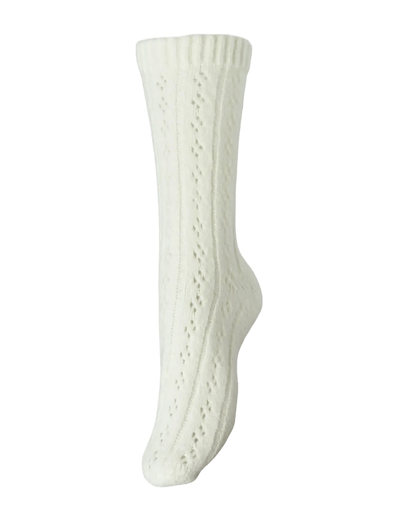 Pieces - PCNONNI XMAS POINTELLE SOCKS FP BC - almindelige strømper - cloud dancer - 0