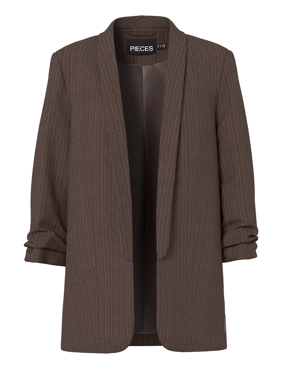 Pieces - PCBOSELLA 3/4 PINSTRIPE BLAZER NOOS BC - enkeltradede blazere - hot fudge - 1