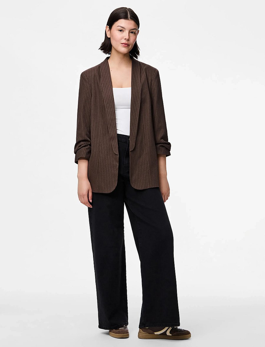 Pieces - PCBOSELLA 3/4 PINSTRIPE BLAZER NOOS BC - enkeltradede blazere - hot fudge - 4