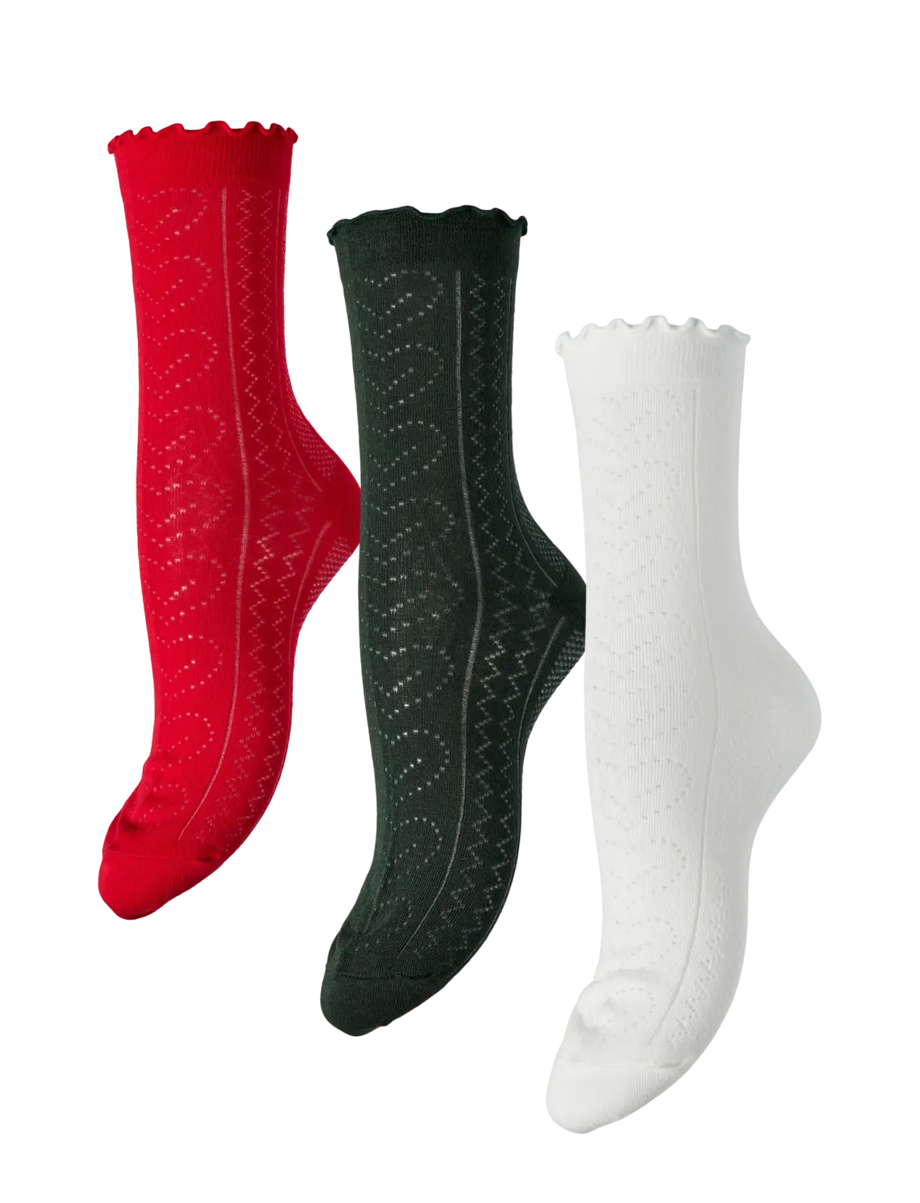 PCJARA POINTELLE SOCKS 3 PACK MPA - CLOUD DANCER