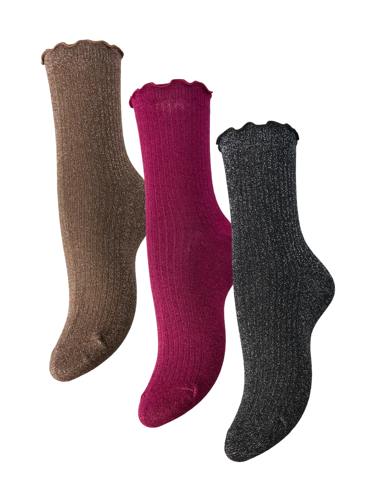 Pieces PCSEBBY FRILL SOCK 3 PACK BOX BC MXM - Skarpety - WINETASTING / burgundy