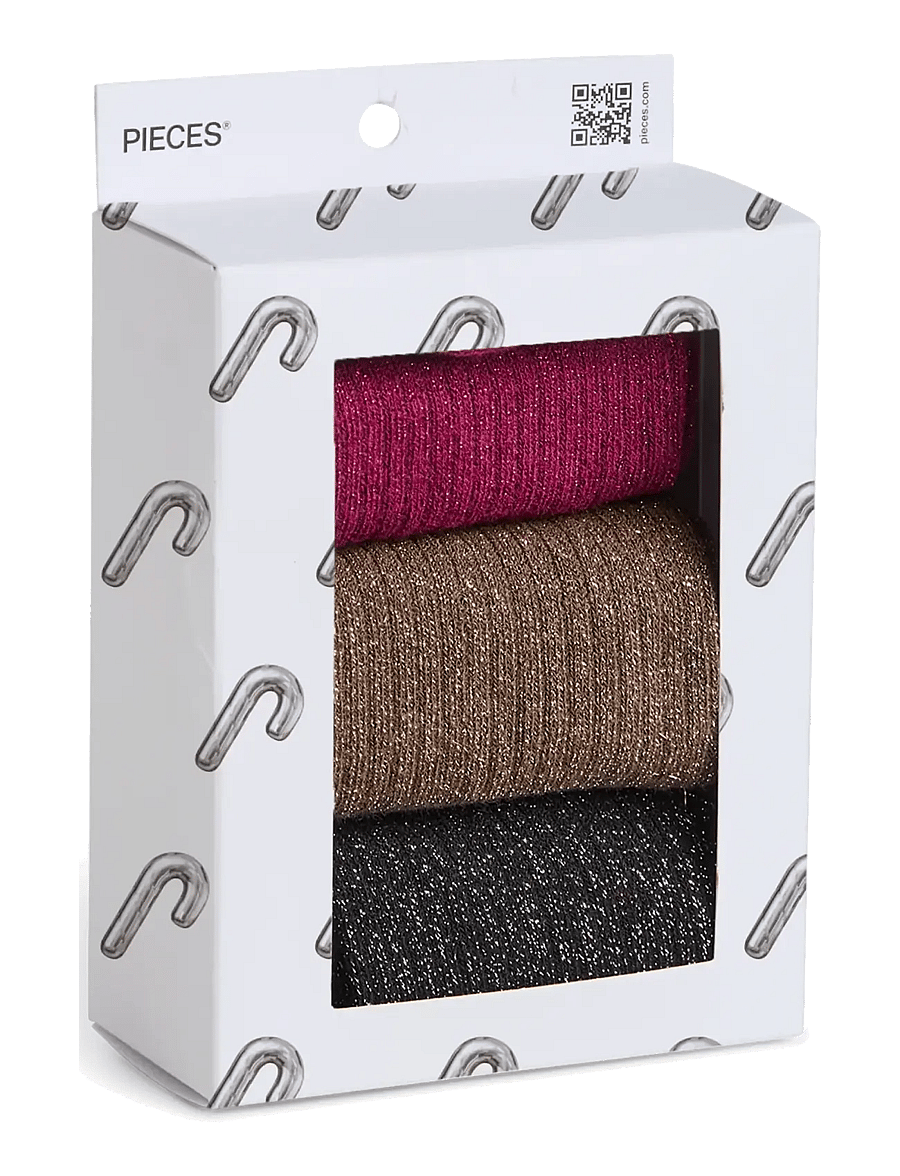 Pieces - PCSEBBY FRILL SOCK 3 PACK BOX BC MXM - normale socken - winetasting - 1