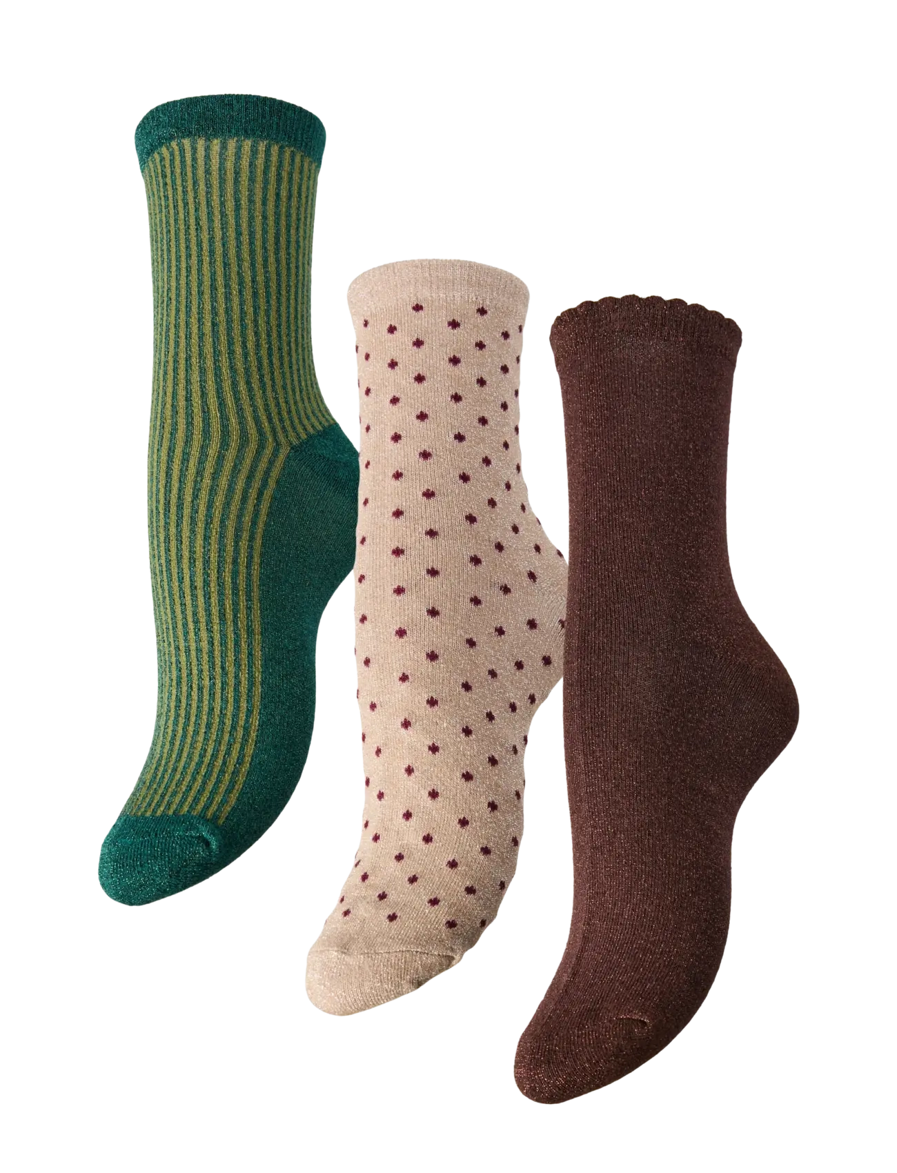 Pieces PCSEBBY GLITTER SOCKS 3 PACK BOX BC MXM - Skarpety - NATURAL / beige