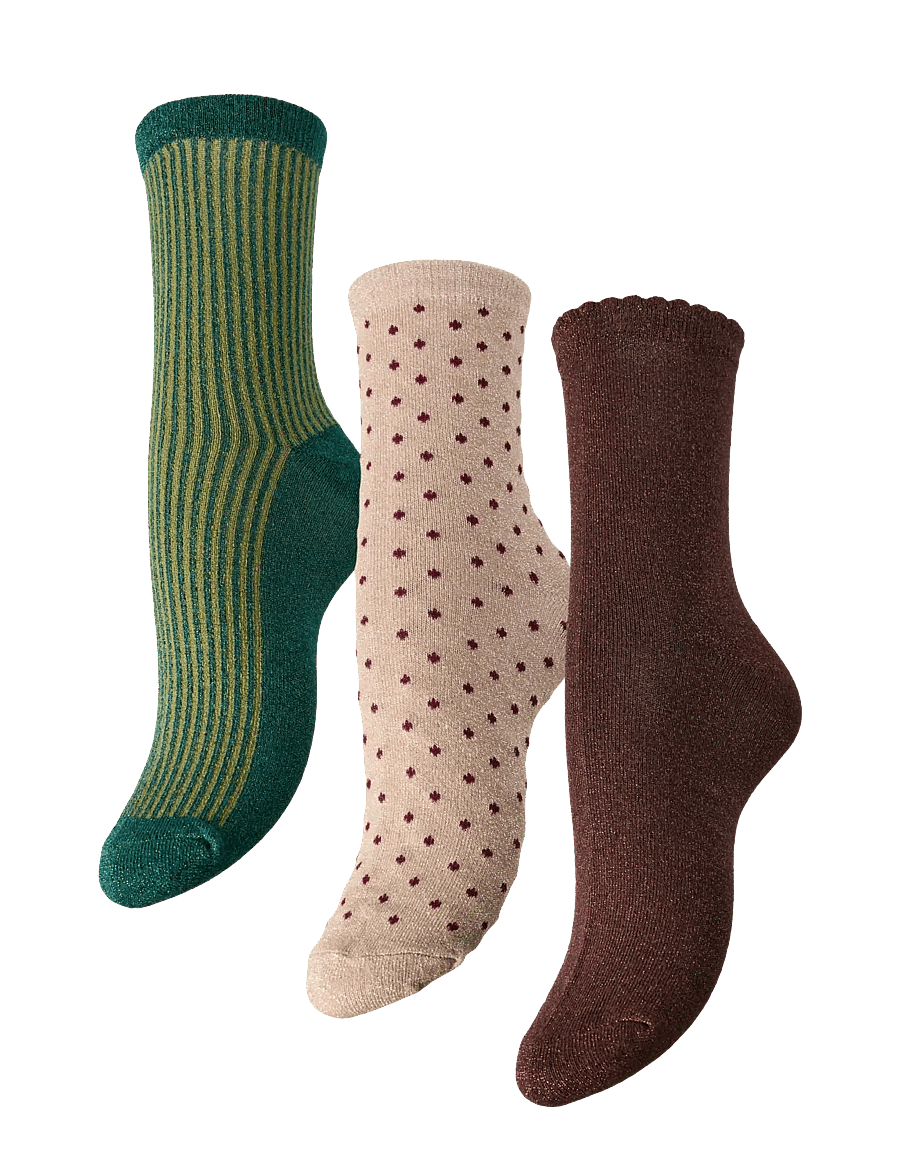 Pieces - PCSEBBY GLITTER SOCKS 3 PACK BOX BC MXM - skarpetki - natural - 0