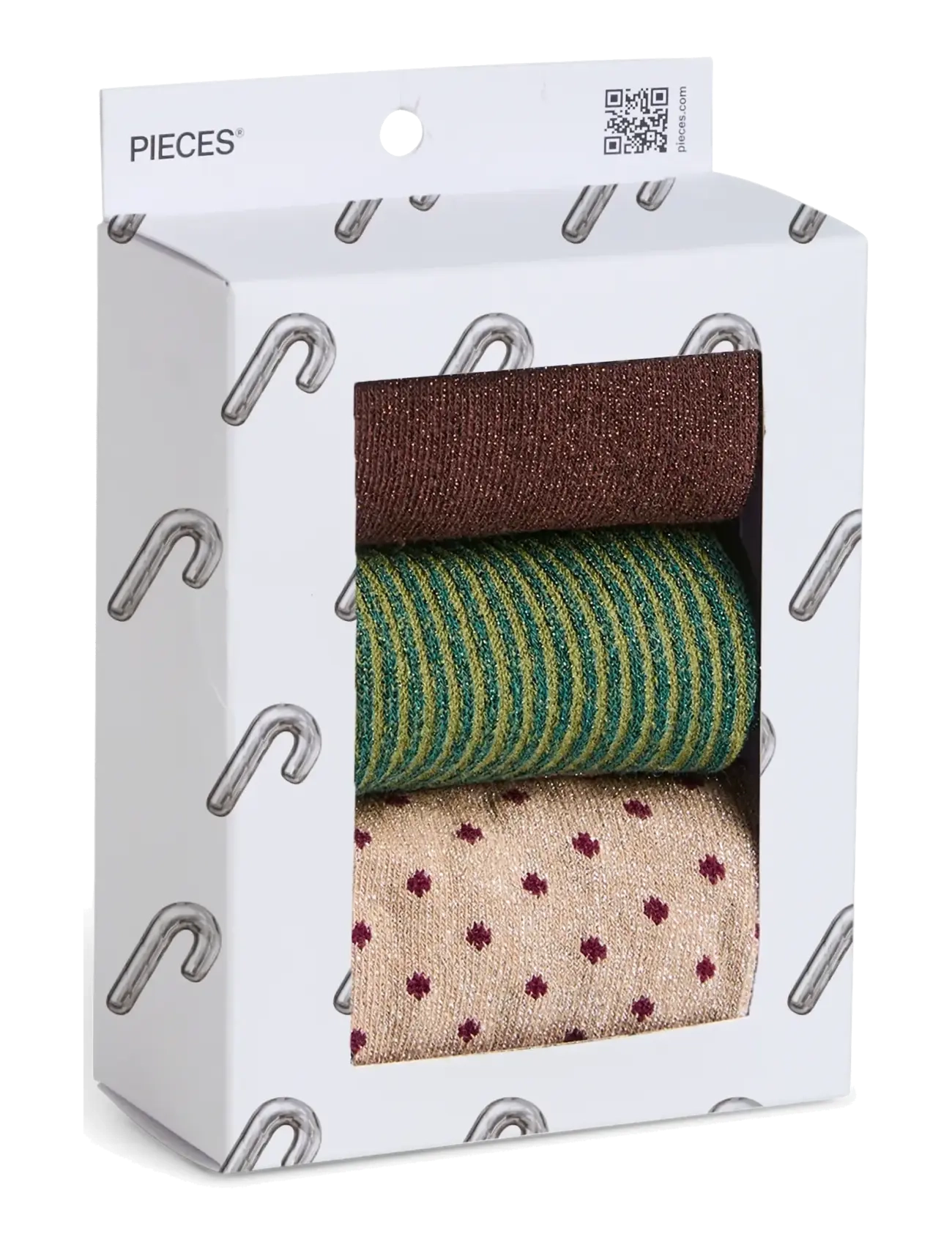 Pieces - PCSEBBY GLITTER SOCKS 3 PACK BOX BC MXM - skarpetki - natural - 1
