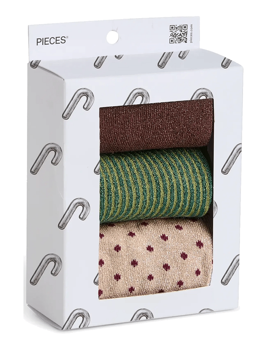 Pieces - PCSEBBY GLITTER SOCKS 3 PACK BOX BC MXM - skarpetki - natural - 1