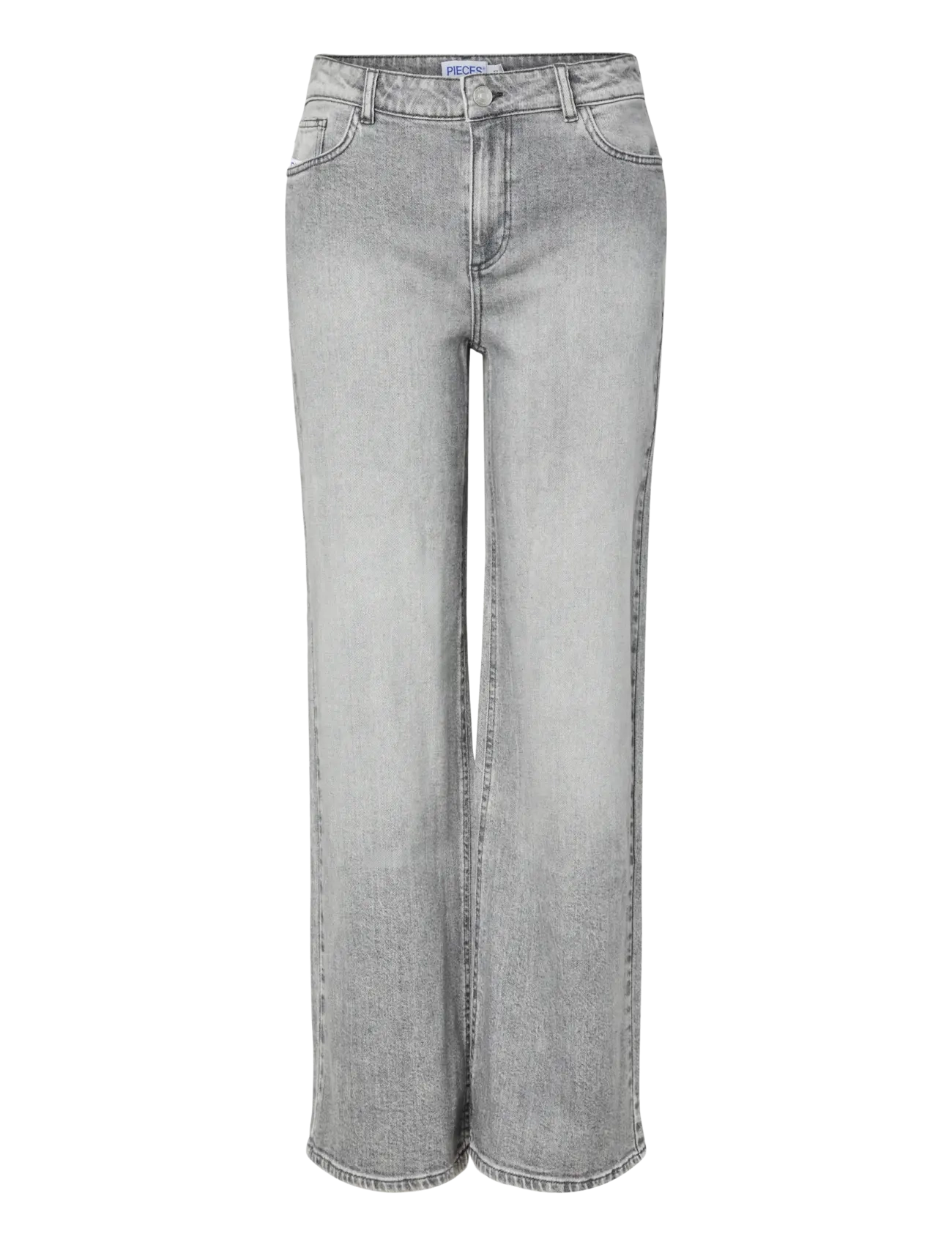 PCSILKE MW WIDE JEANS MG NOOS BC - MEDIUM GREY DENIM