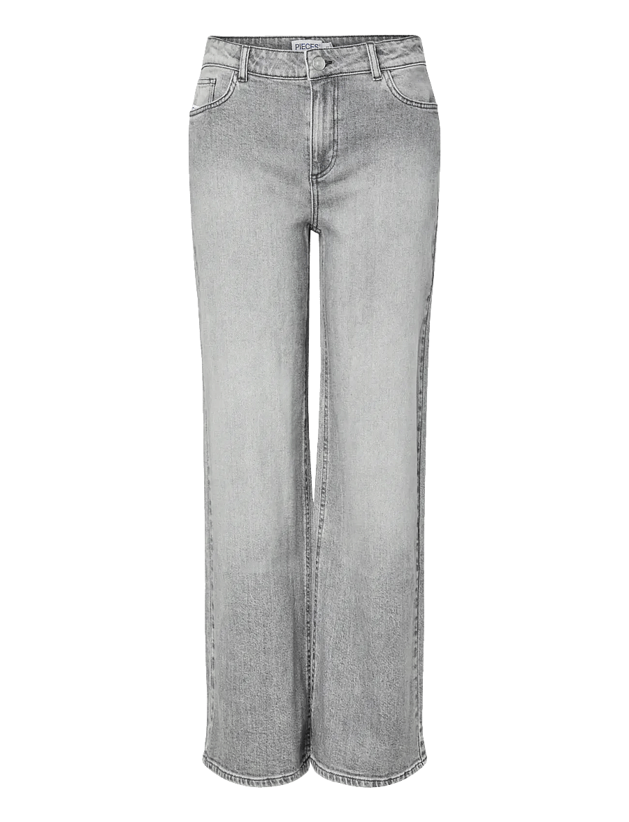 Pieces - PCSILKE MW WIDE JEANS MG NOOS BC - wide leg jeans - medium grey denim - 1