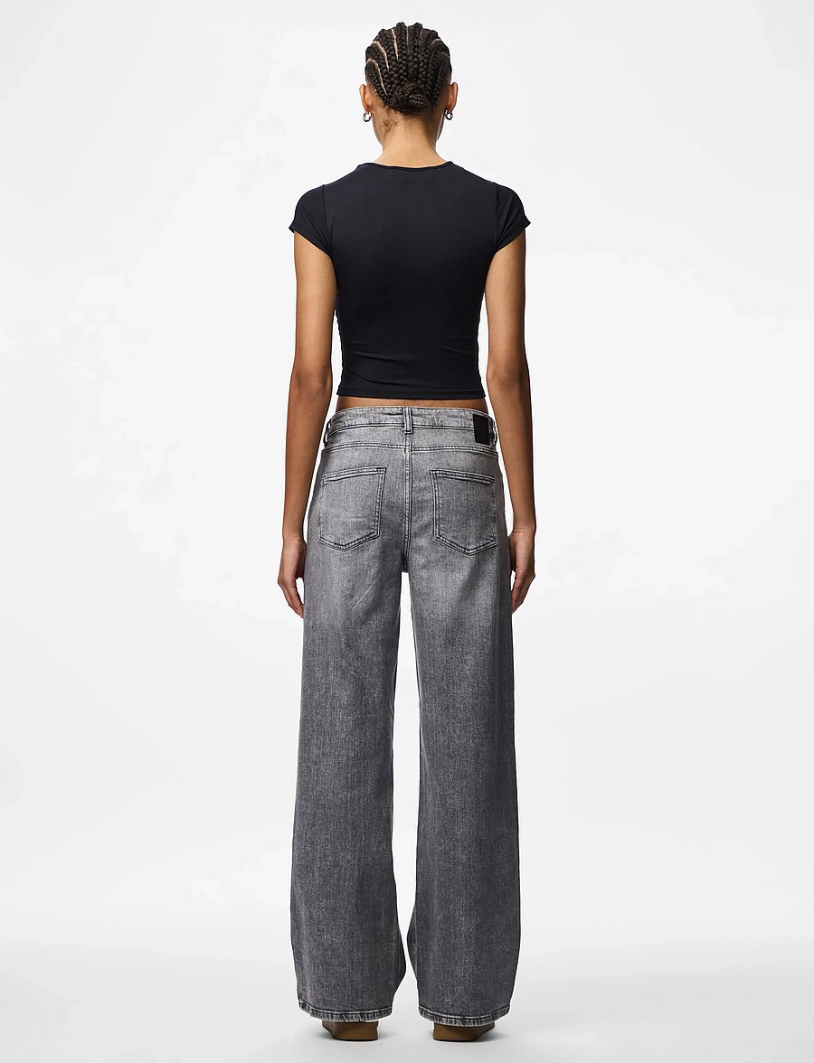 Pieces - PCSILKE MW WIDE JEANS MG NOOS BC - wide leg jeans - medium grey denim - 3
