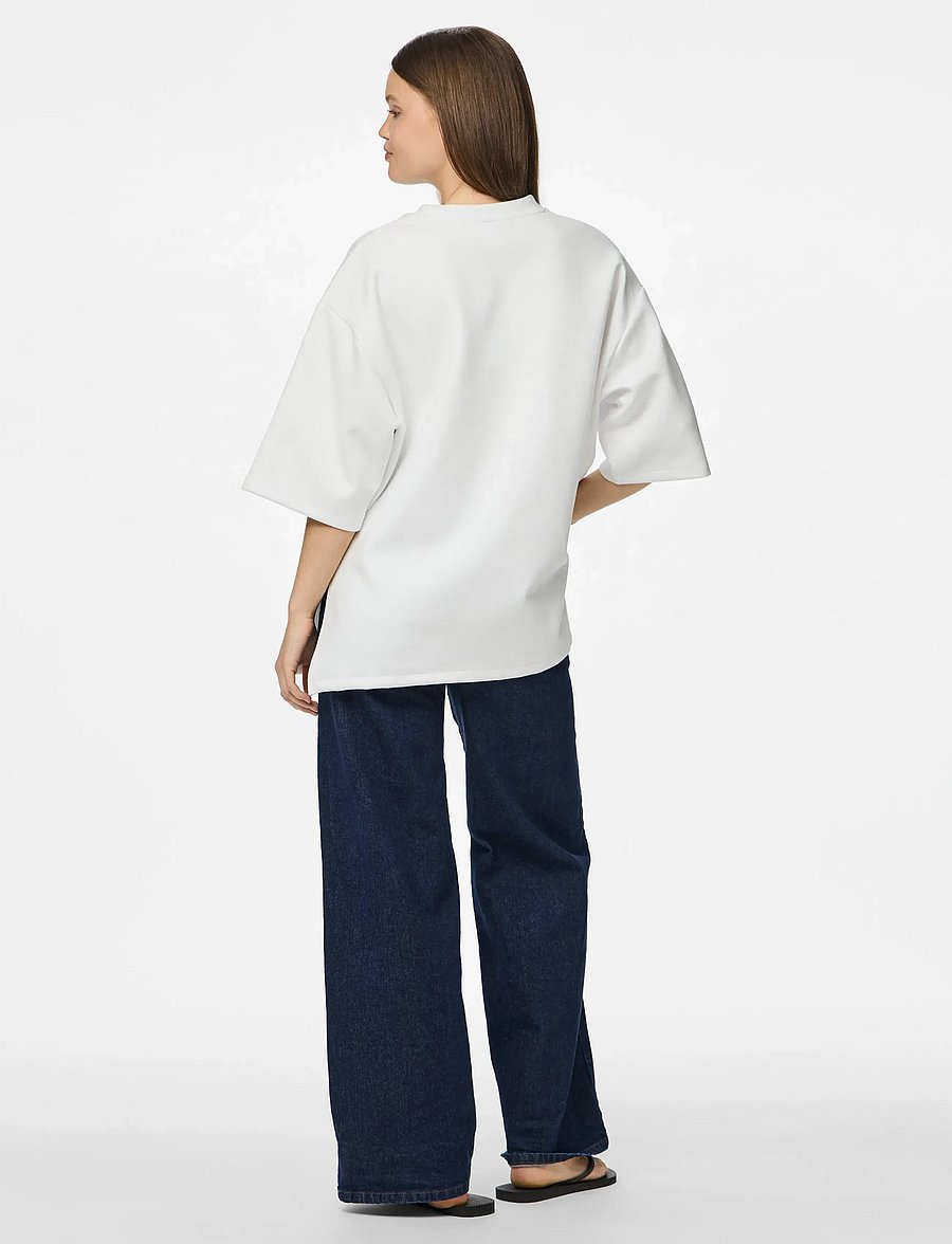 Pieces - PCMUNA SS O-NECK OVERSIZE TEE D2D JRS - t-shirts - bright white - 3