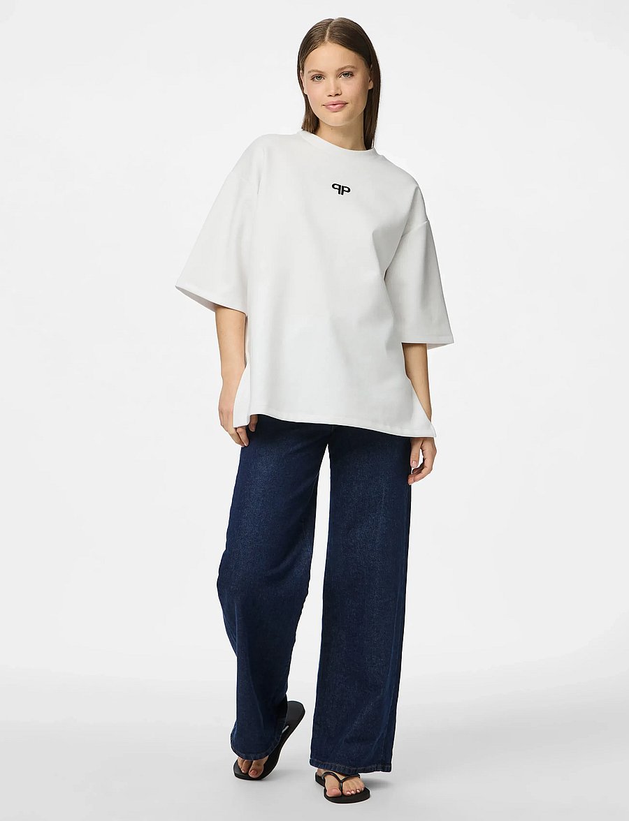 Pieces - PCMUNA SS O-NECK OVERSIZE TEE D2D JRS - t-shirts - bright white - 4