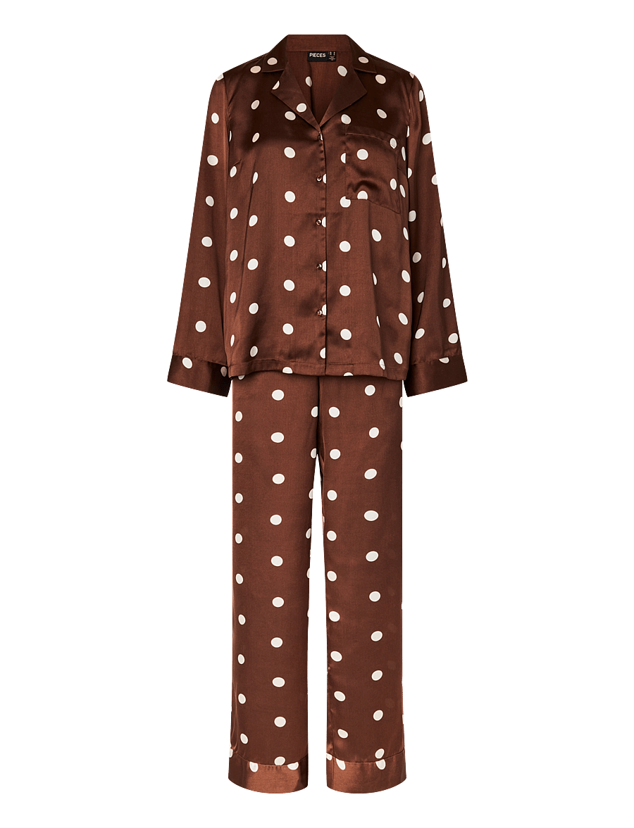 Pieces - PCJYTTE SATIN NIGHT SET WVN - pyjamas - chicory coffee - 1