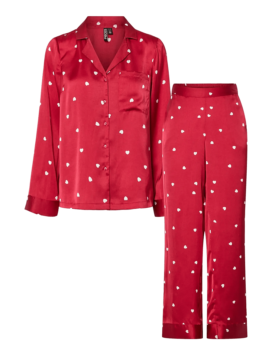 Pieces - PCJYTTE SATIN NIGHT SET WVN - pyjamas - savvy red - 0
