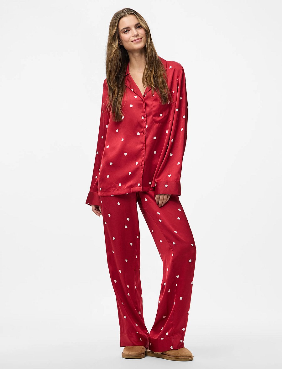Pieces - PCJYTTE SATIN NIGHT SET WVN - pyjamas - savvy red - 4