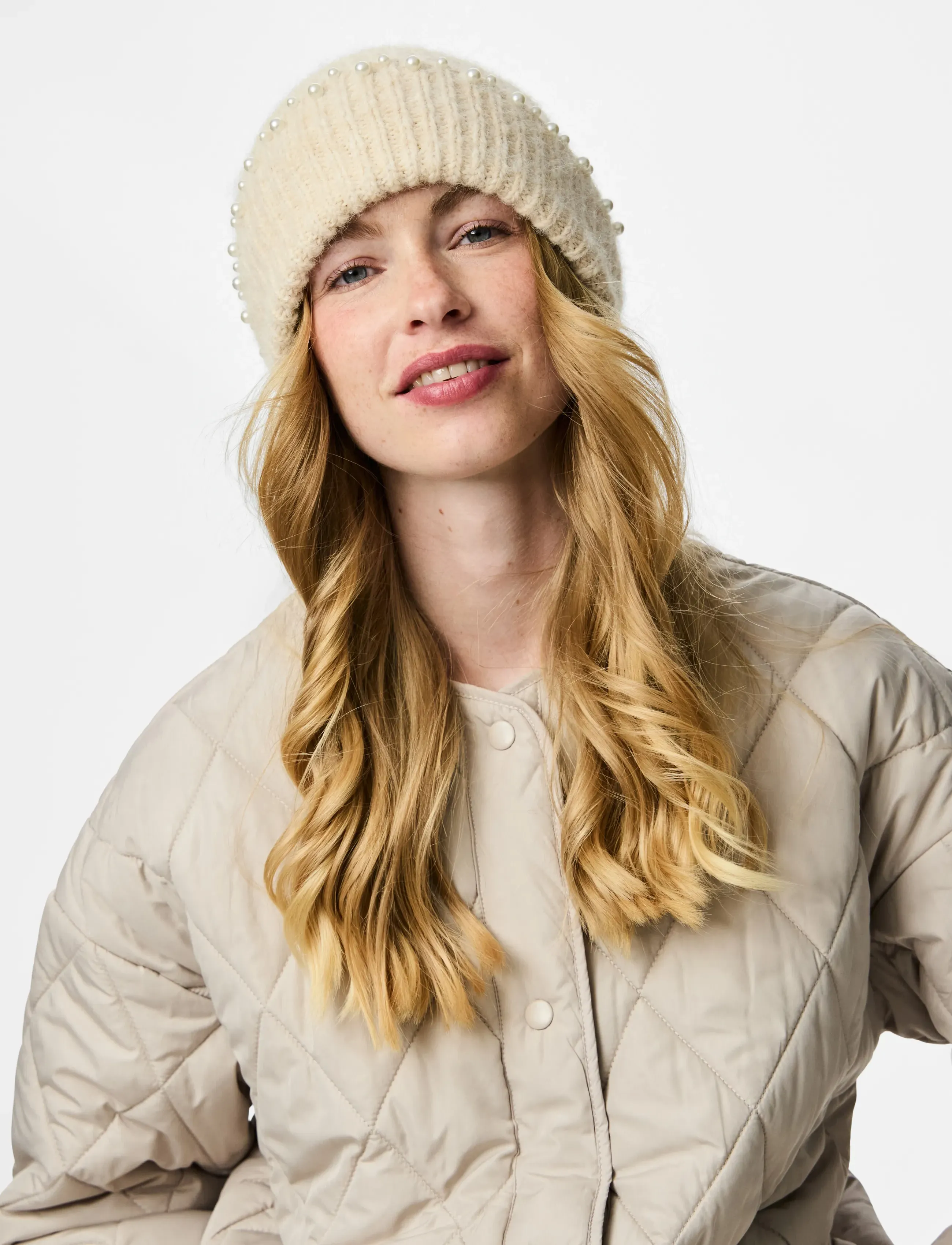 Pieces PCJOSSINA HOOD BC - Peakatted ja mütsid - BIRCH / cream