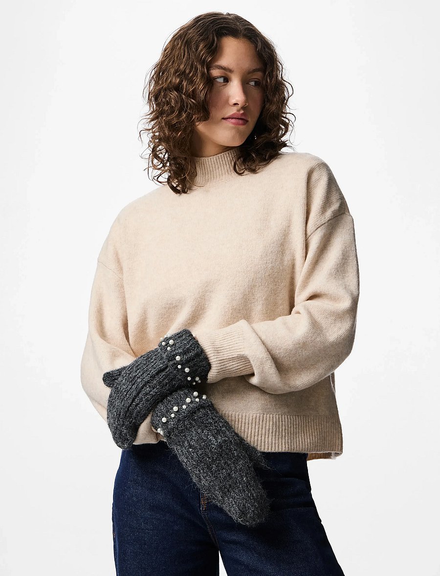 Pieces - PCJOSSINA MITTENS BC - labakindad - dark grey melange - 0