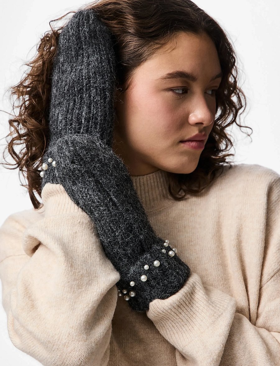 Pieces - PCJOSSINA MITTENS BC - labakindad - dark grey melange - 3