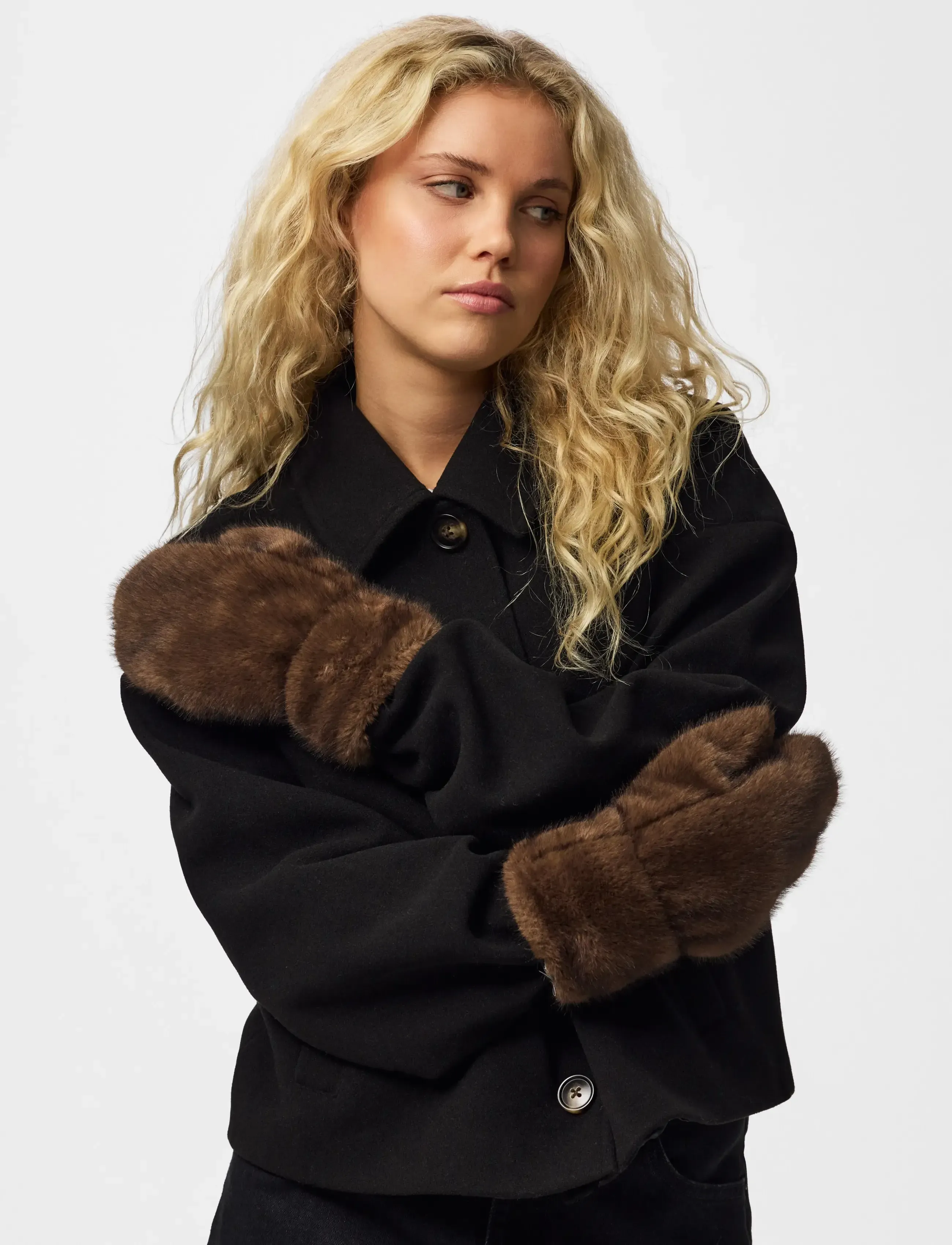 Pieces - PCJUTLANDIA MITTENS BC - tumvantar - ganache - 2