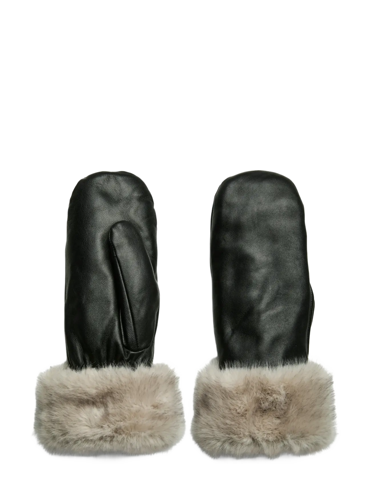 PCJUTLANDIA LEATHER MITTENS - BLACK