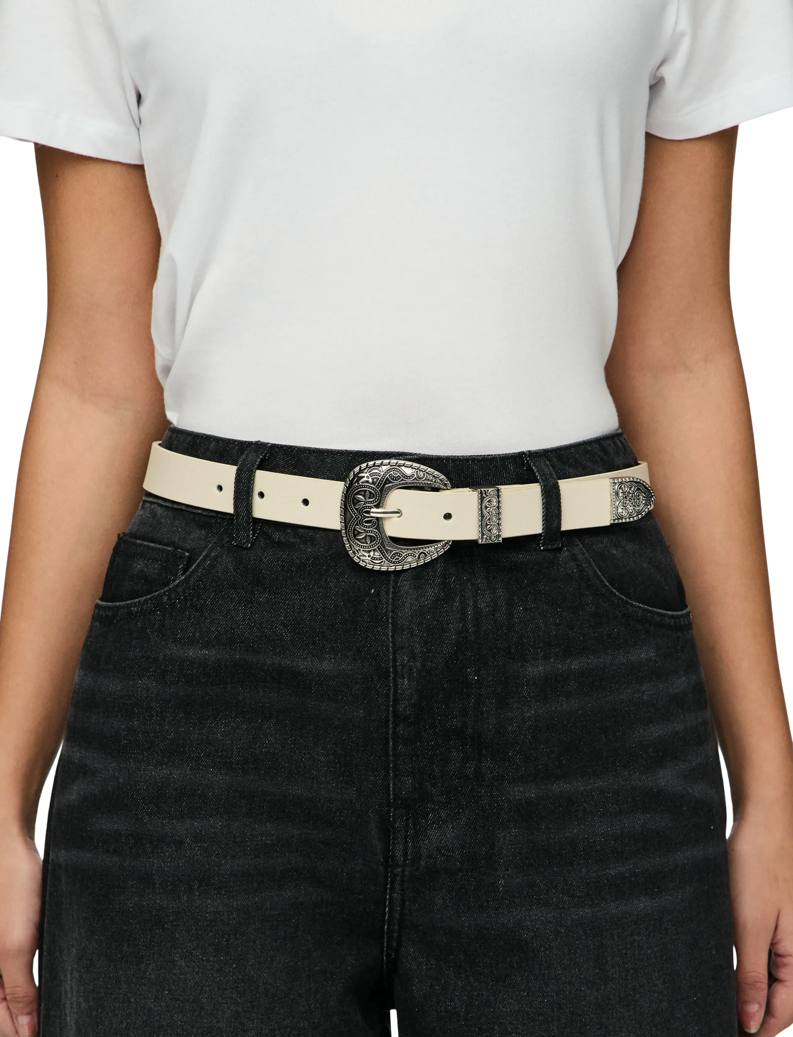 Pieces - PCJIONA WESTERN JEANS BELT BUNDLE PWP - laveste priser - sandshell - 1