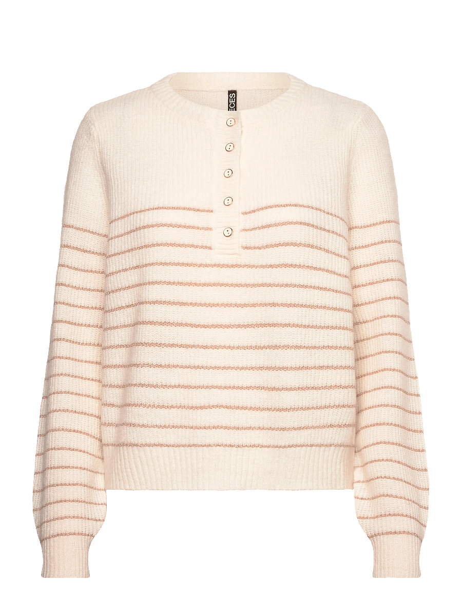 Pieces - PCJIBE LS O-NECK KNIT FC - pulls - cloud dancer - 0