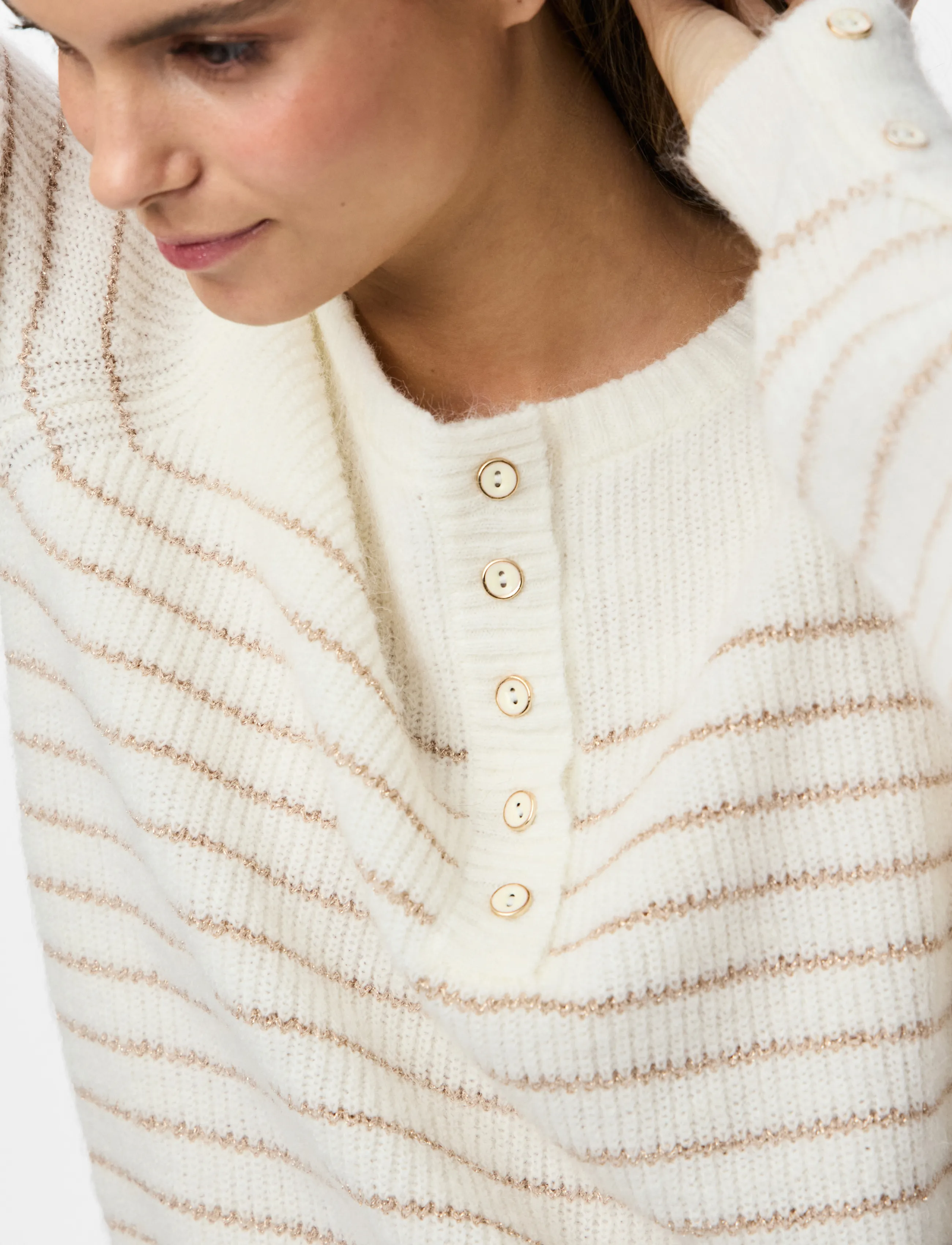 Pieces - PCJIBE LS O-NECK KNIT FC - pullover - cloud dancer - 5