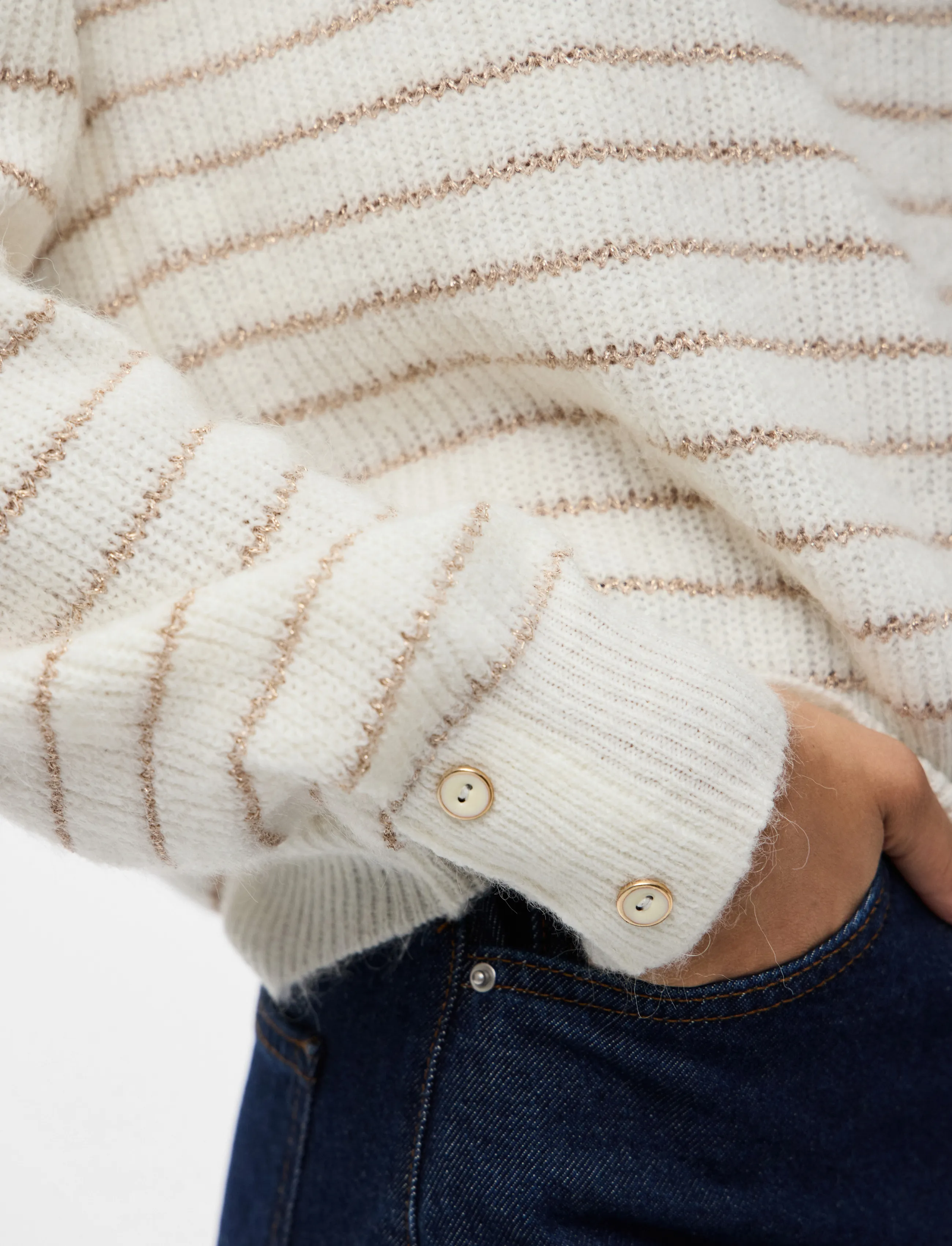 Pieces PCJIBE LS O-NECK KNIT FC - Sünnipäev - CLOUD DANCER / cream