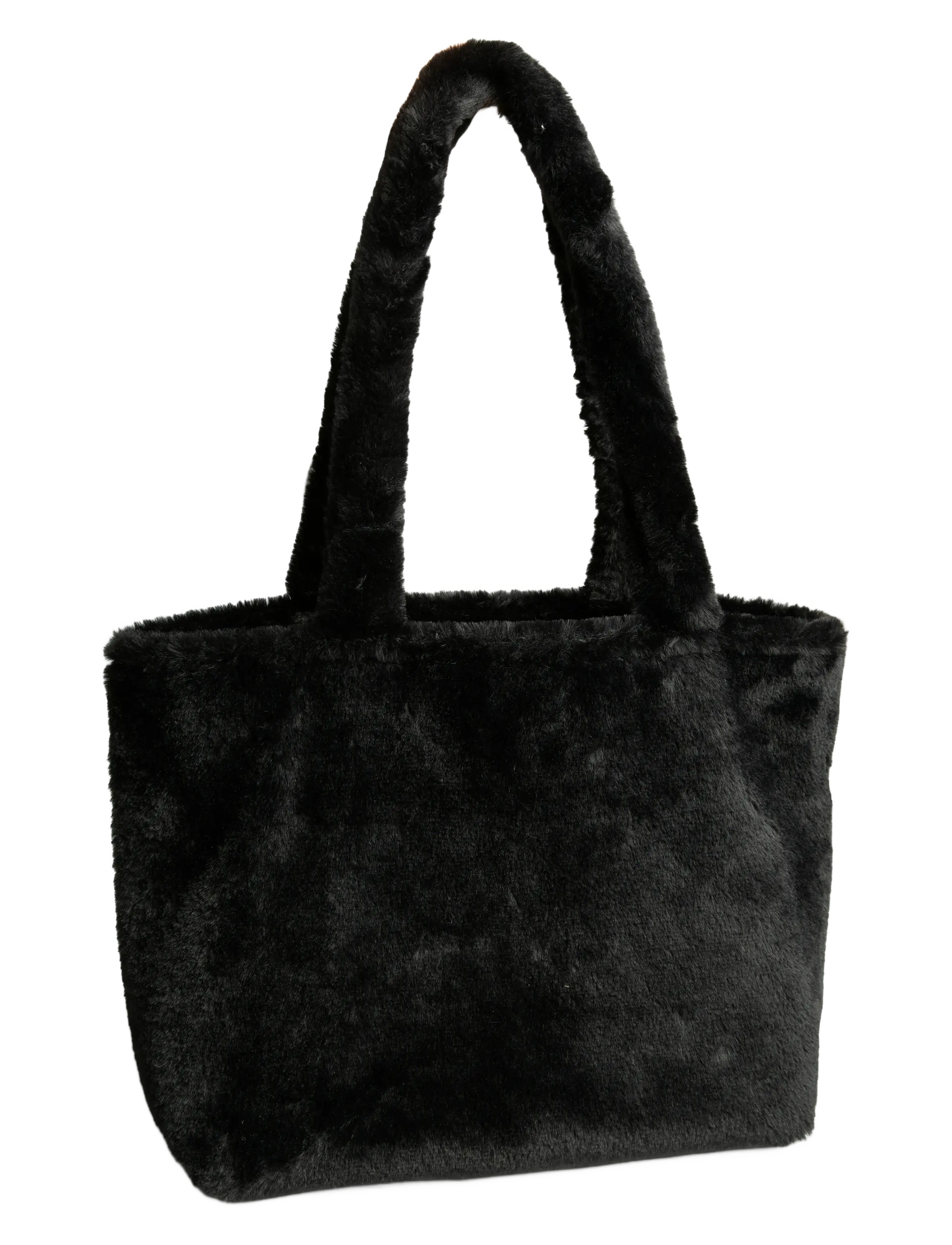 Pieces Pcjanice Fur Shopper, One Size, Black, Tasker > Shoppere, Dame