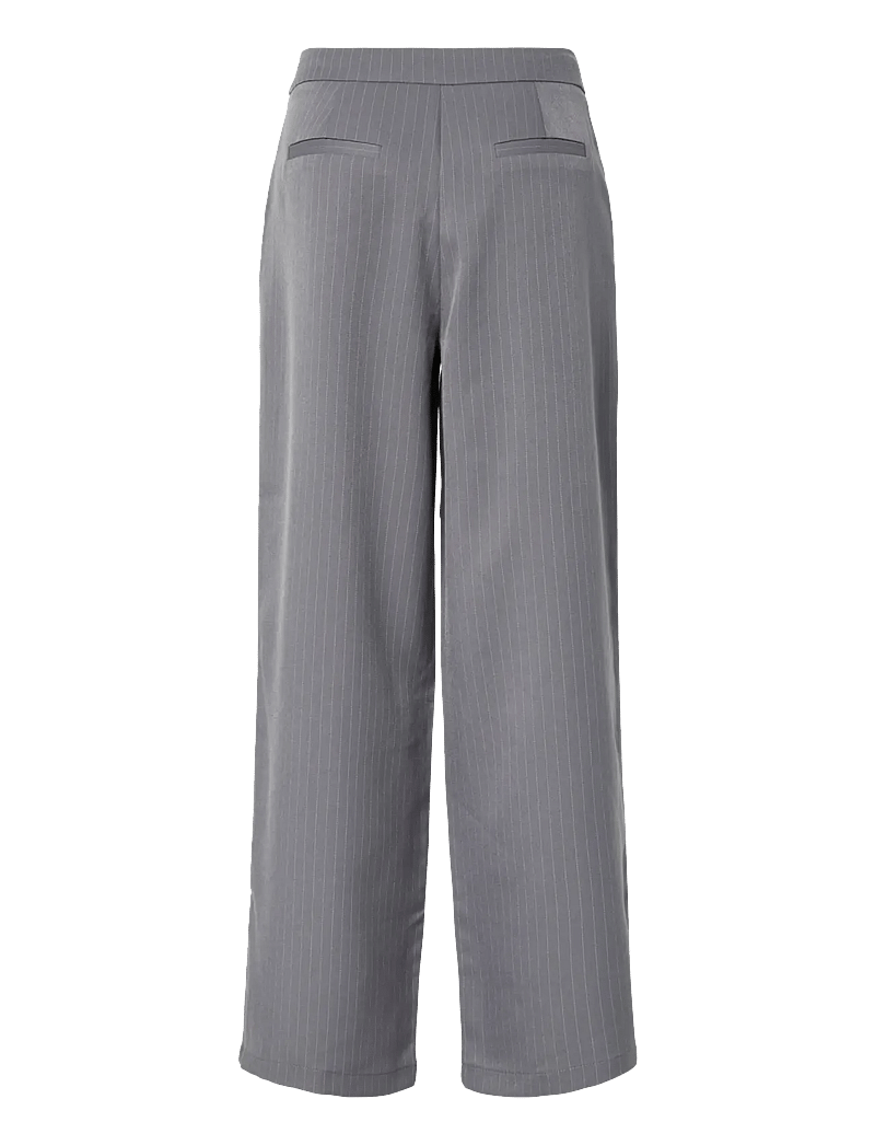 Pieces - PCFALKA MW PINSTRIPED TIE PANTS - vida byxor - grey pinstripe - 2
