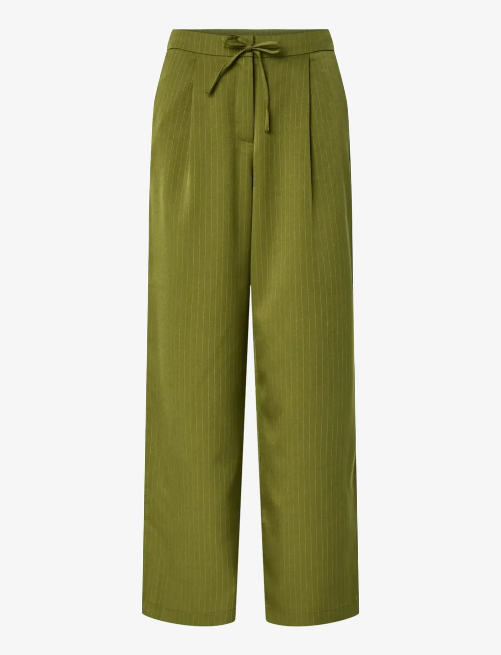 Pieces - PCFALKA MW PINSTRIPED TIE PANTS - bukser med brede ben - sphagnum - 1