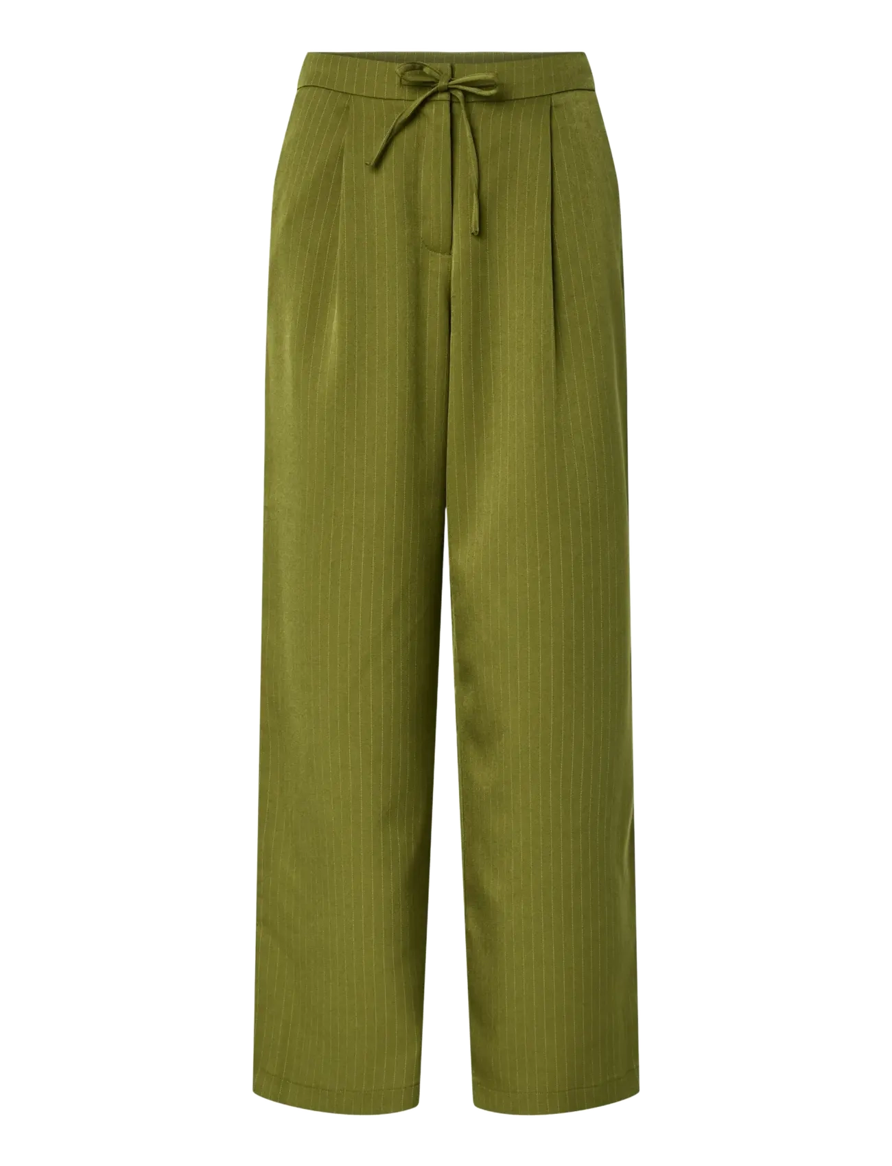 Pieces - PCFALKA MW PINSTRIPED TIE PANTS - hosen mit weitem bein - sphagnum - 1