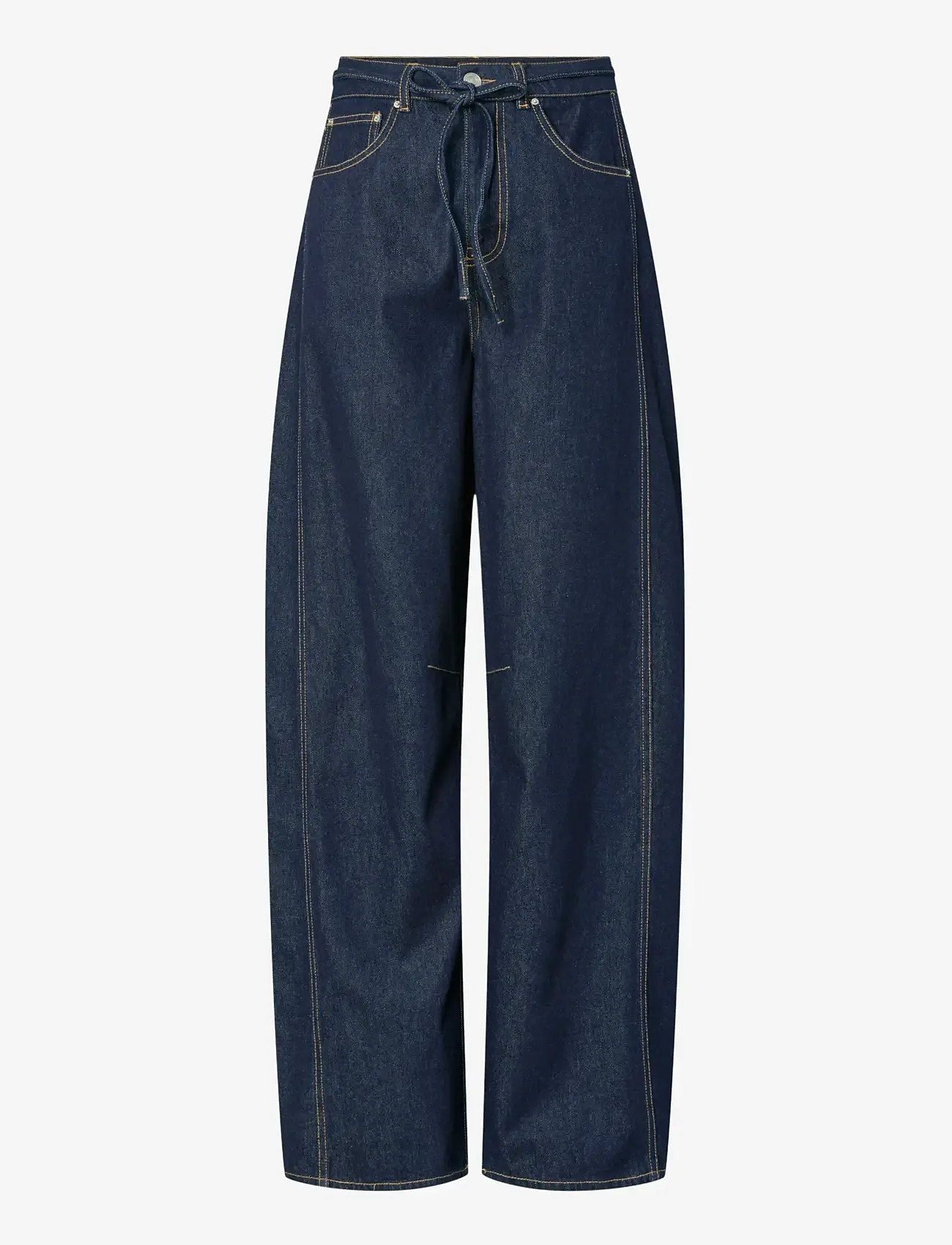 Pieces - PCFENNA MW TIE BARREL JEANS D2D FSY - dark blue denim - 1