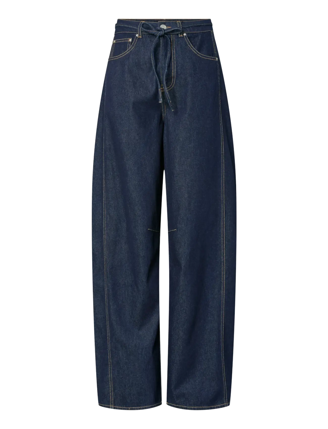 Pieces PCFENNA MW TIE BARREL JEANS D2D FSY - Jeans - DARK BLUE DENIM / navy