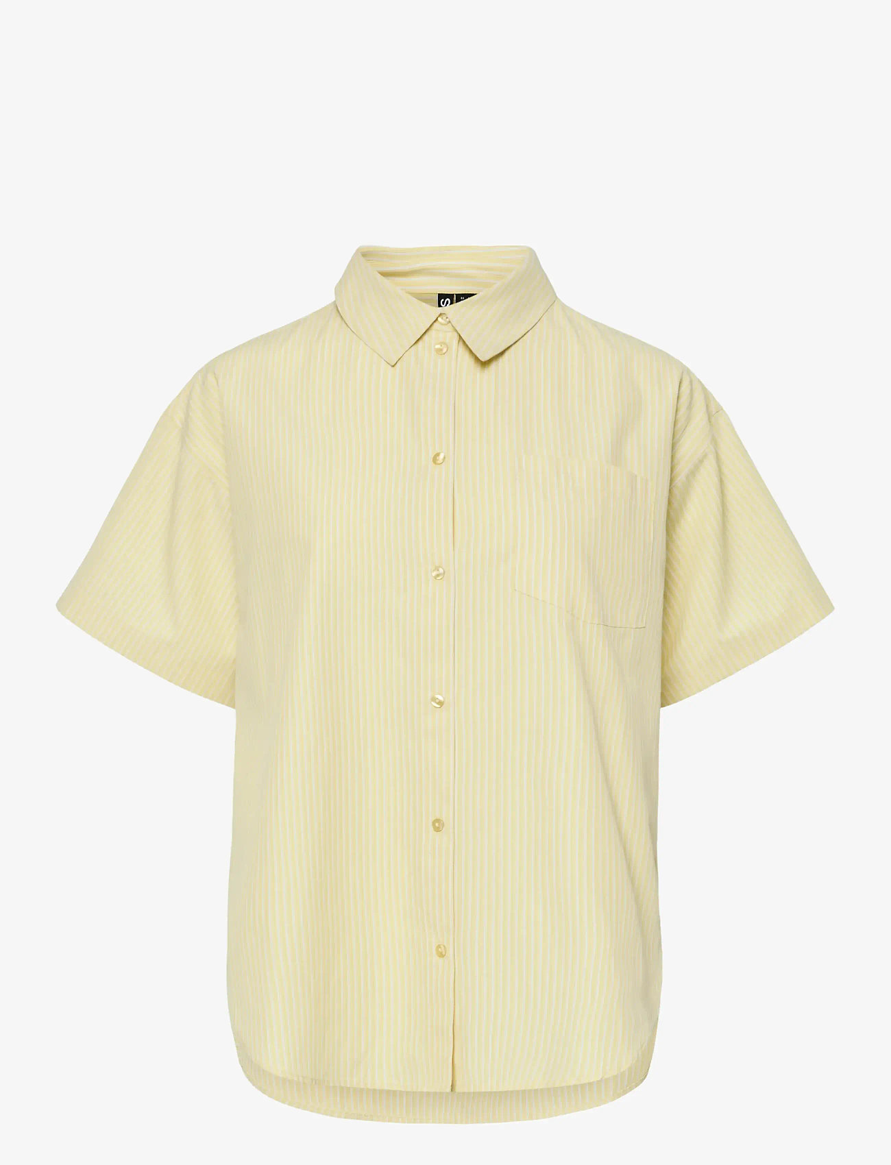 Pieces - PCFEMME SS LOOSE SHIRT WVN D2D - kurzärmlige hemden - pale banana - 0