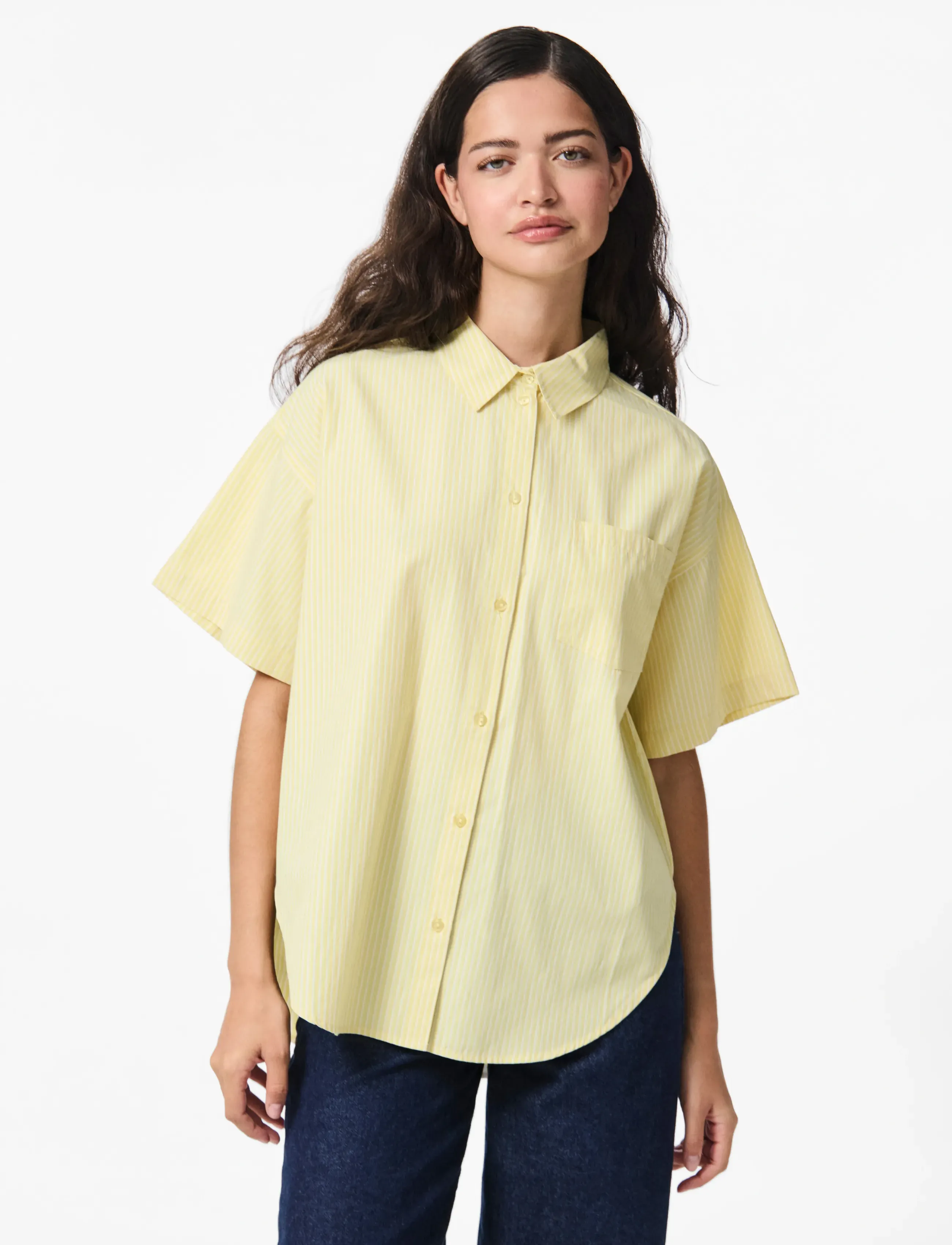 Pieces PCFEMME SS LOOSE SHIRT WVN D2D - Blouses & Shirts - PALE BANANA / yellow