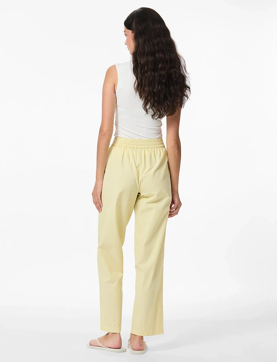 Pieces - PCFEMME HW STRAIGHT PANTS WVN D2D - suorat housut - pale banana - 3