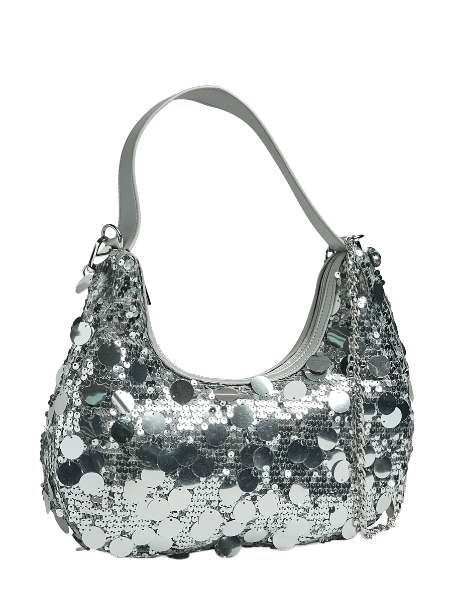 Pieces - PCMADDIE SEQUINS SHOULDER BAG - speciella tillfällen - silver colour - 1