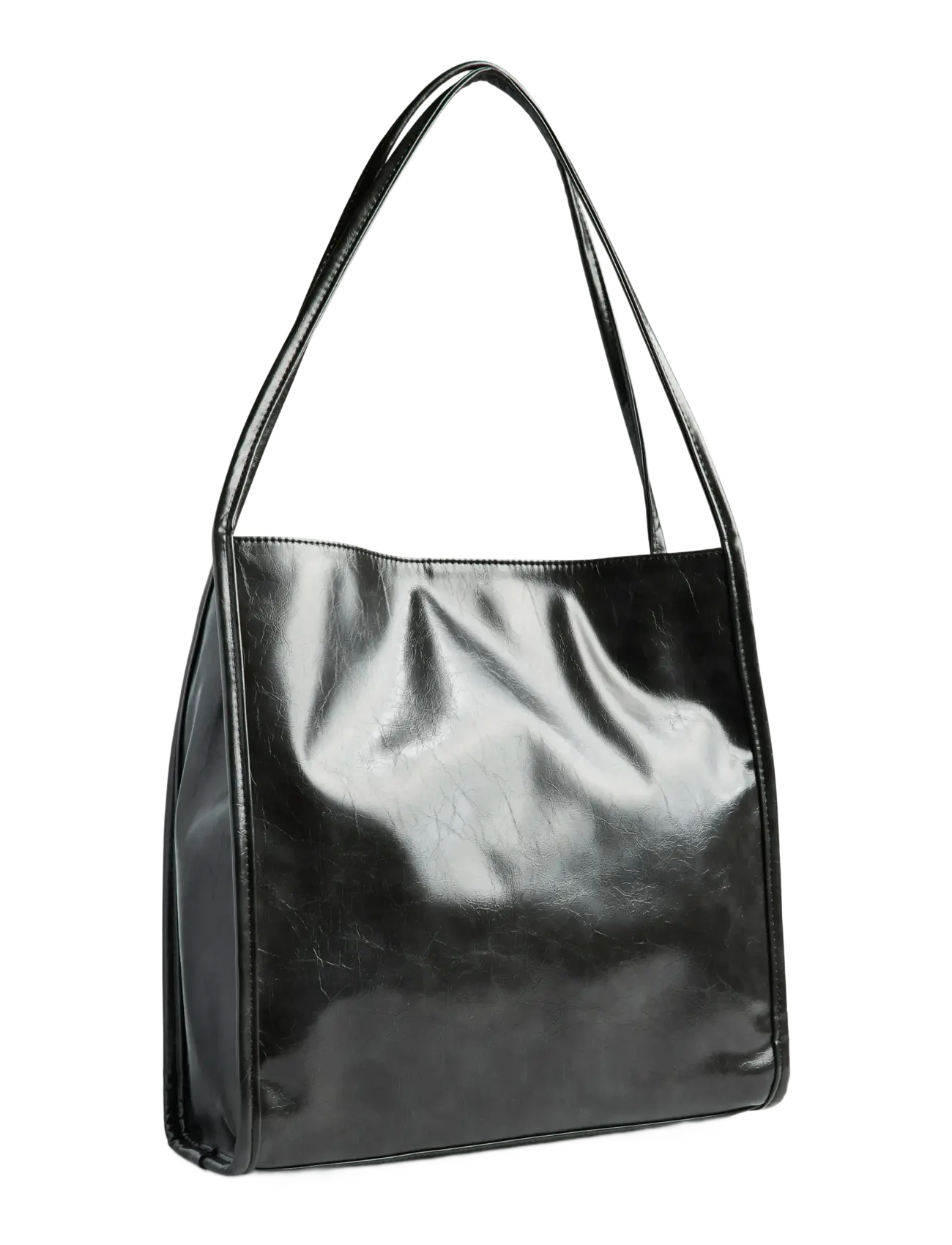 PIECES Pcmalou Patent Shopping Tasche Wb Schwarz - One Size - Damen