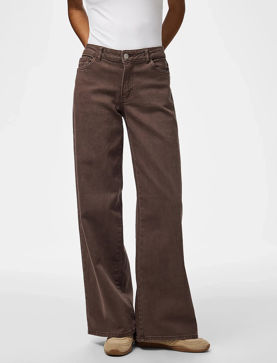 Pieces - PCSELMA LW WIDE COLORED NOOS JEANS - hosen mit weitem bein - hot fudge - 0