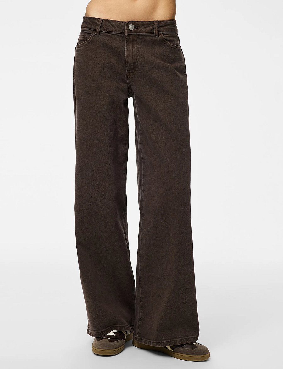 Pieces - PCSELMA LW WIDE COLORED NOOS JEANS - laia säärega teksad - hot fudge - 0