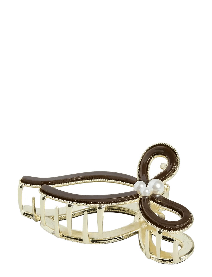 Pieces - PCRINE N BOW HAIRSHARK - matu sprādze - downtown brown - 0