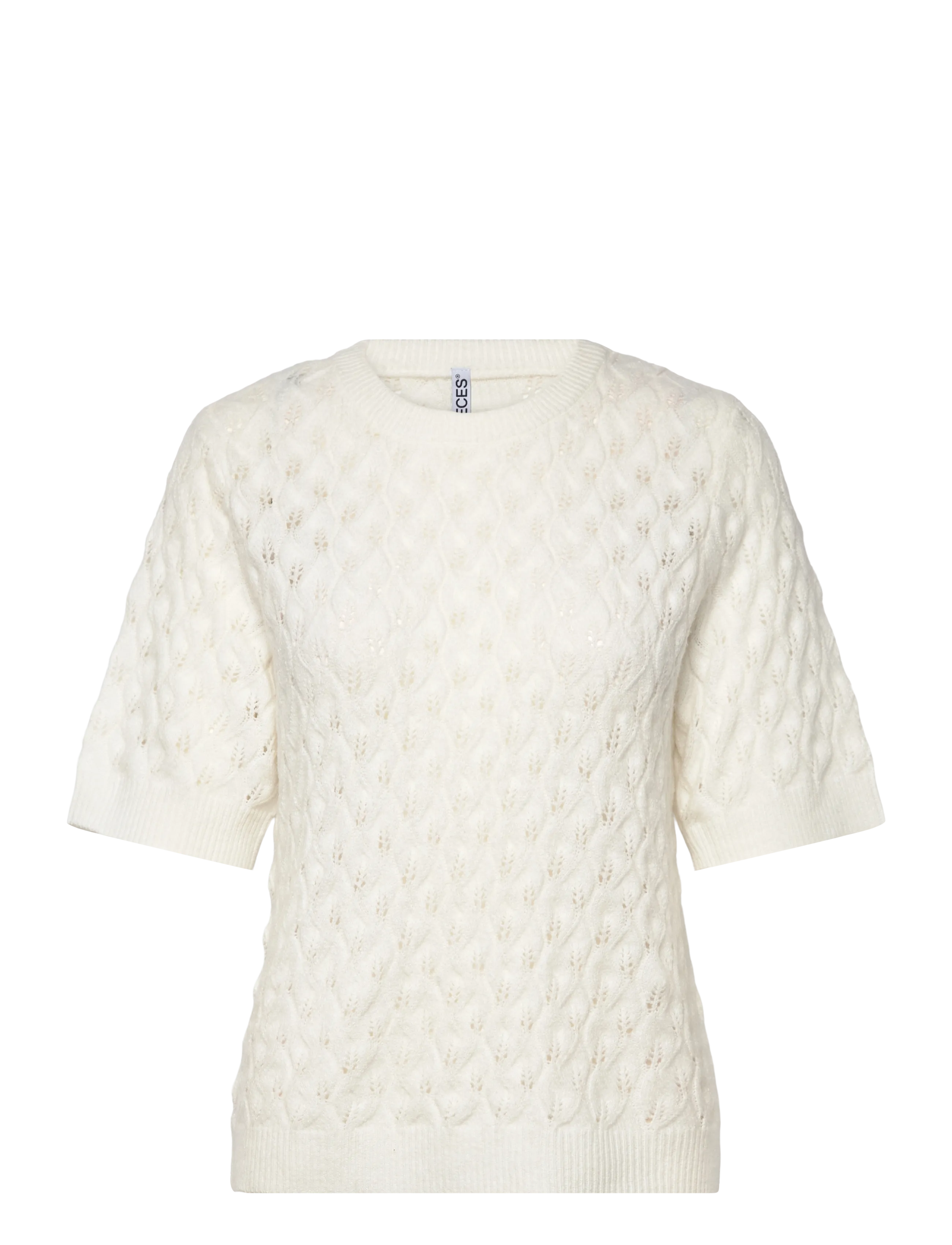 Pieces PCLELOU SS O-NECK KNIT NOOS BC - Pullover - CLOUD DANCER / white