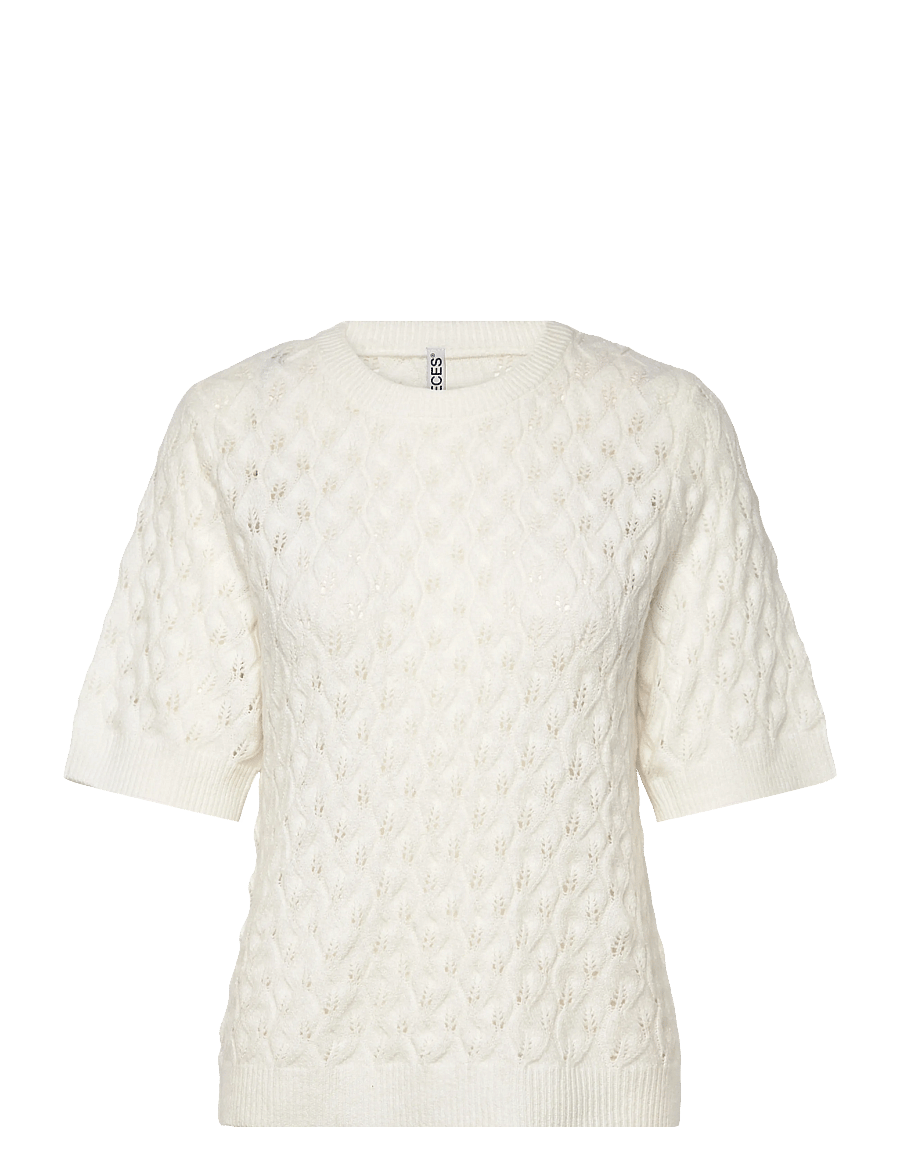 Pieces - PCLELOU SS O-NECK KNIT NOOS BC - pullover - cloud dancer - 1
