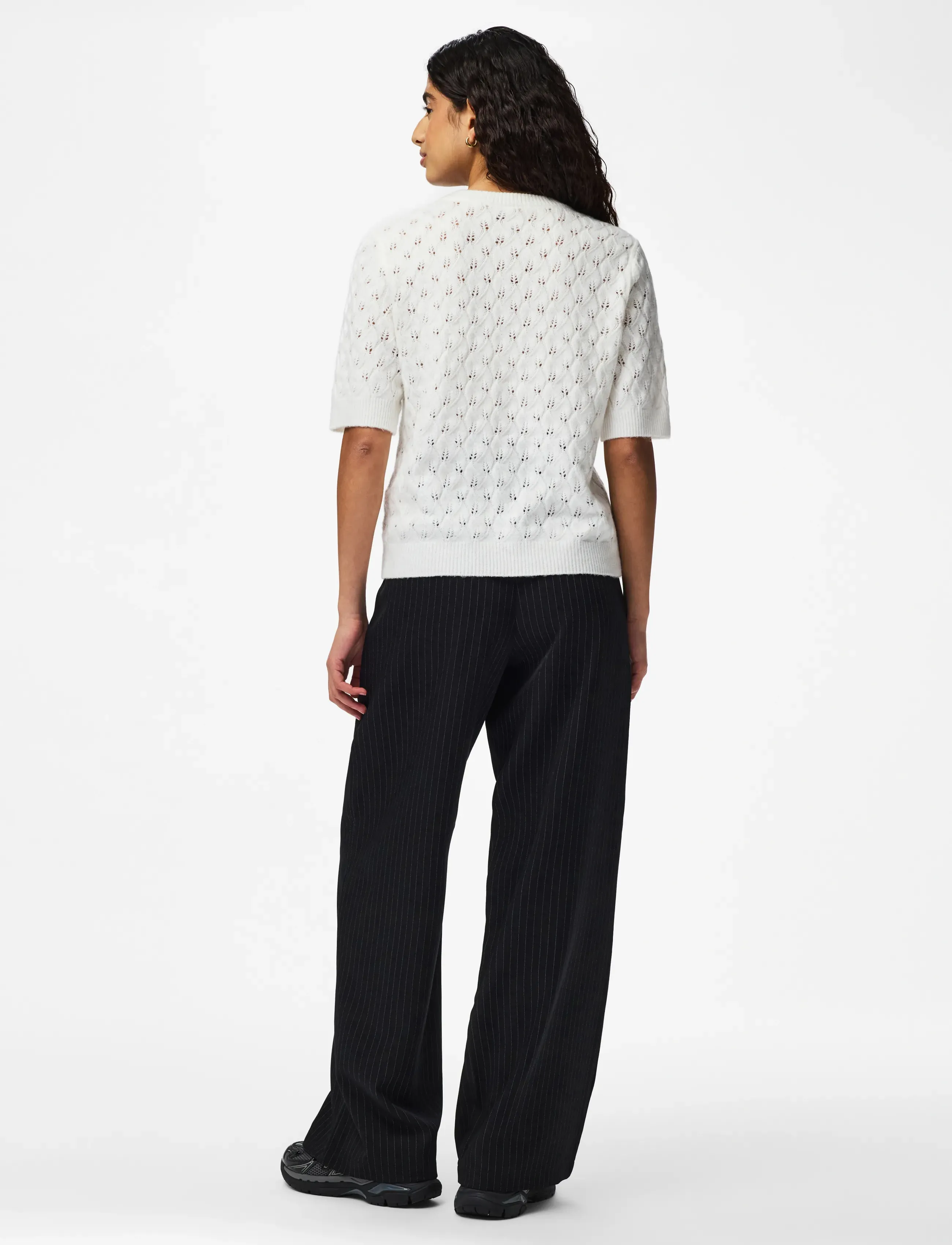 Pieces - PCLELOU SS O-NECK KNIT NOOS BC - sviitrid - cloud dancer - 3